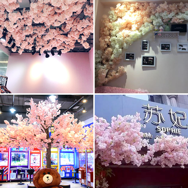 Artificial Flower Cherry Twig Wedding Ceiling Decoration Bouquet Fake Flower Rattan and Vine Plastic Flowers Cherry Tree Manufacturer
