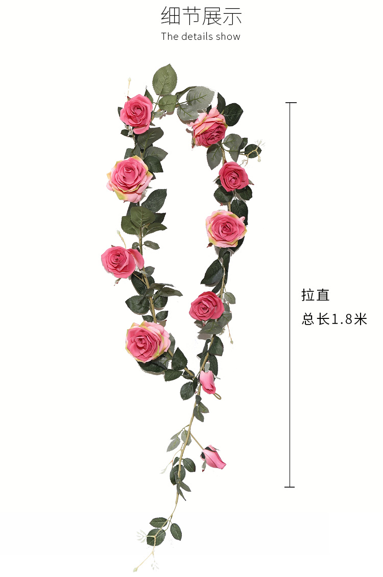 Fake Flower Silk Flower Air Conditioning Ceiling Floral Decoration Rose Rattan Pink Background Wall Landscape Vine HANAFUJI Wall-Mounted Flower Fake Flower Silk Flower Air Conditioning Ceiling Floral Decoration Rose Rattan Pink Background Wall Landscape Vine HANAFUJI Wall-Mounted Flower