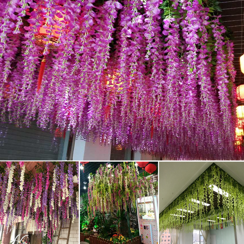 Artificial Wisteria Wedding Decoration Flower Artificial Flower Ceiling HANAFUJI Tofu Pudding HANAFUJI Silk Flower Wisteria Flower String Wholesale
