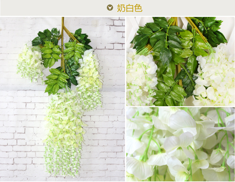 Artificial Wisteria Wedding Decoration Flower Artificial Flower Ceiling HANAFUJI Tofu Pudding HANAFUJI Silk Flower Wisteria Flower String Wholesale