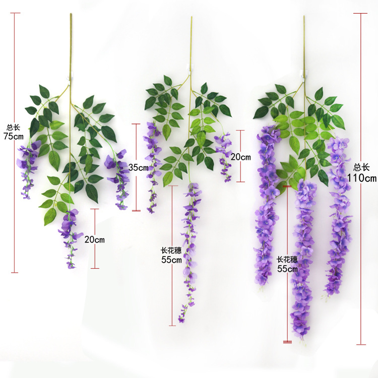 Artificial Wisteria Wedding Decoration Flower Artificial Flower Ceiling HANAFUJI Tofu Pudding HANAFUJI Silk Flower Wisteria Flower String Wholesale