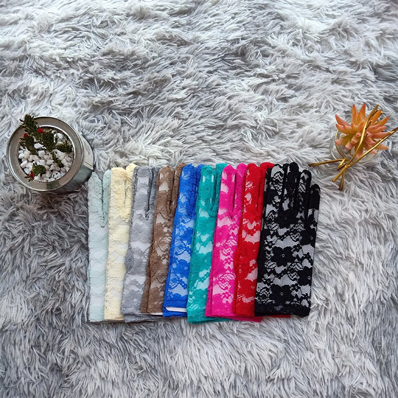 Factory Direct Supply Summer Lace Thin Elastic Color Sun Protection Wedding Dress Accessories Gloves
