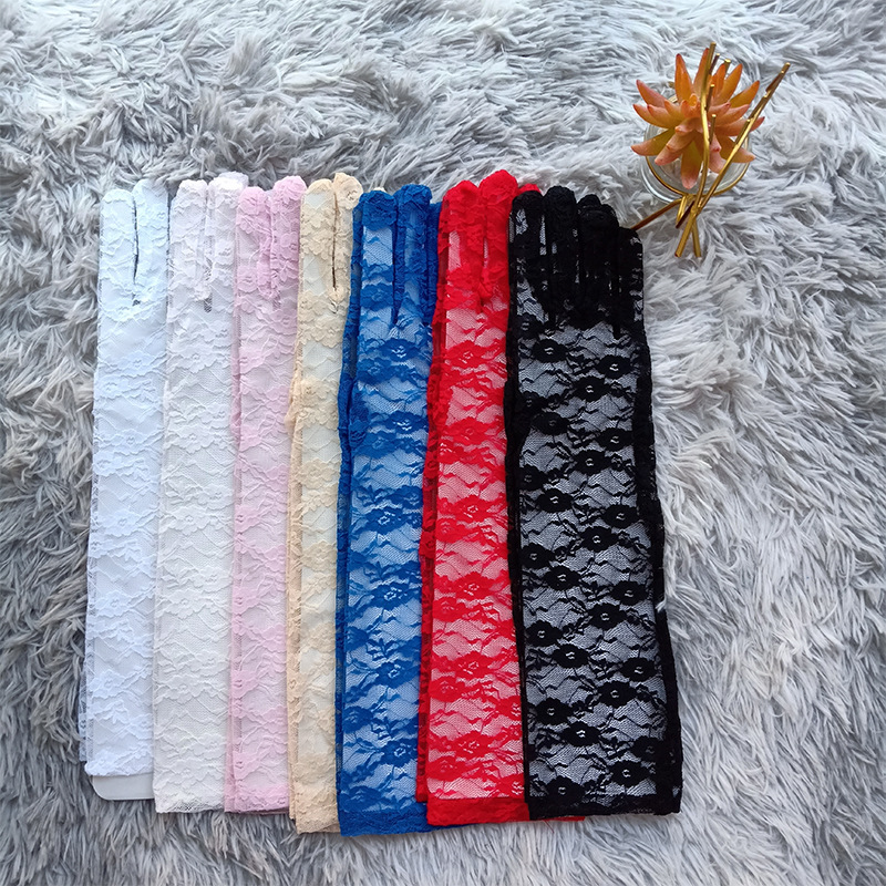 Factory Direct Sales Mid-Length Lace Summer Sun Protection Gloves Small Chrysanthemum Etiquette Ornament Wedding Gloves