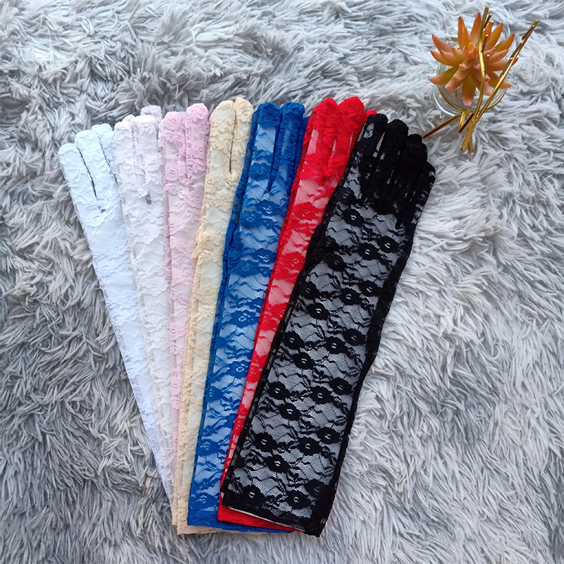 Factory Direct Sales Mid-Length Lace Summer Sun Protection Gloves Small Chrysanthemum Etiquette Ornament Wedding Gloves