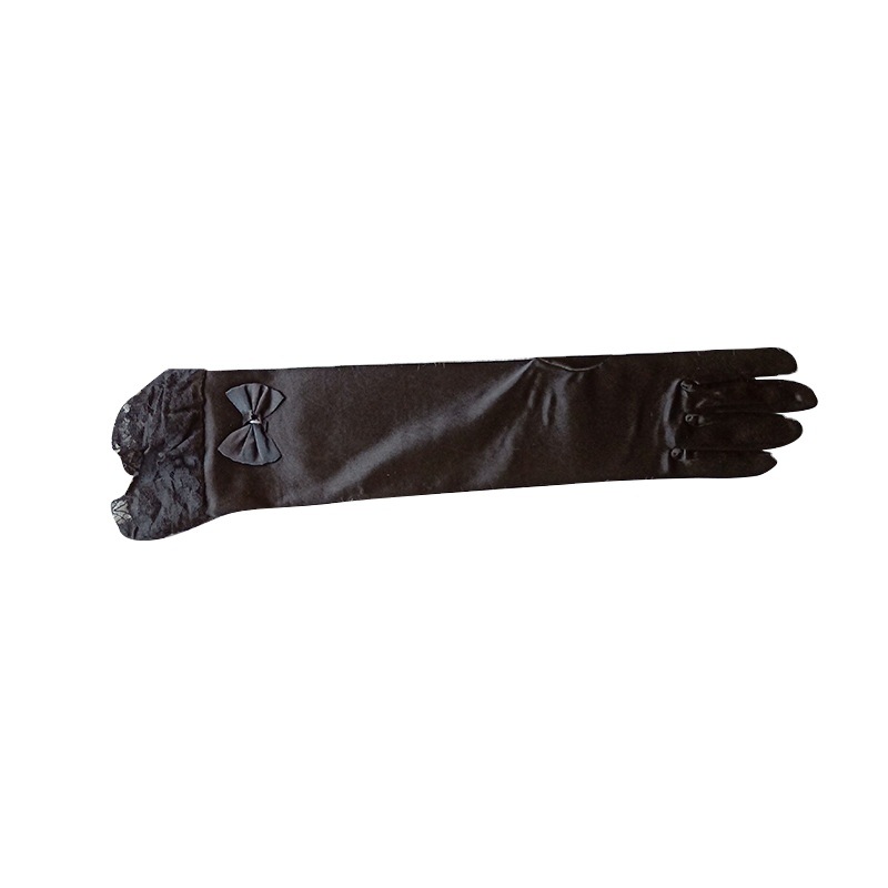Factory Direct Sales Mid-Length Wedding Etiquette Bow Lace Stage Performance Costume Accessories Elastic Gloves