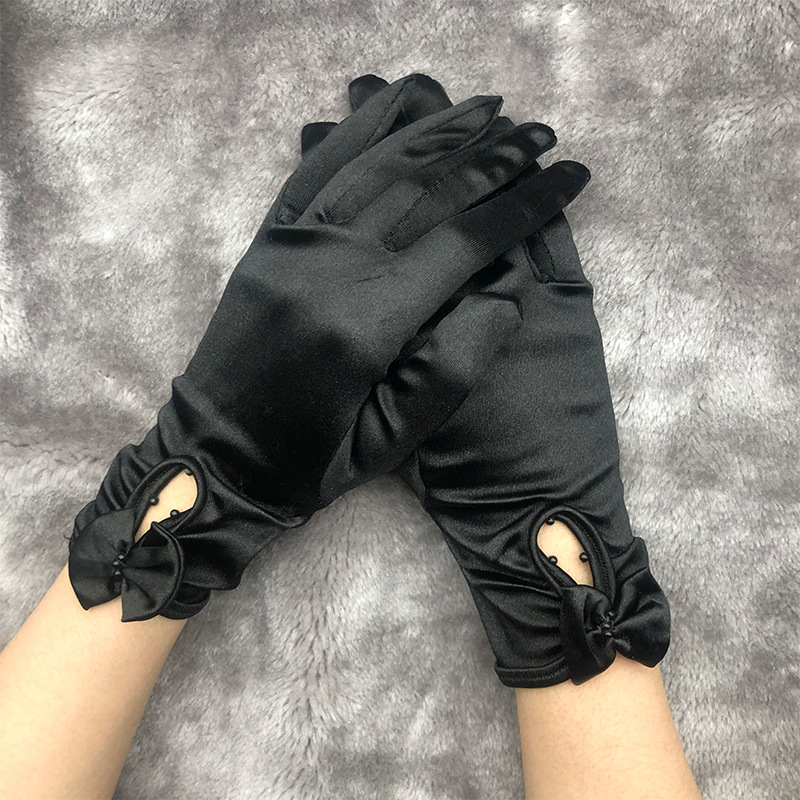 Factory Direct Supply Chinese Wedding Etiquette Dress Bride Red Dress Gloves Bride Xiuhe Wedding Red Accessories Gloves