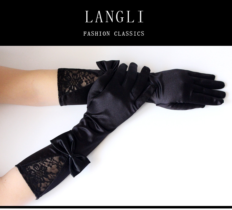 Bow Lace Satin Gloves Dance Performance Etiquette Gloves Nightclub Sexy Satin Gloves Satin Wedding Bow Lace Satin Gloves Dance Performance Etiquette Gloves Nightclub Sexy Satin Gloves Satin Wedding