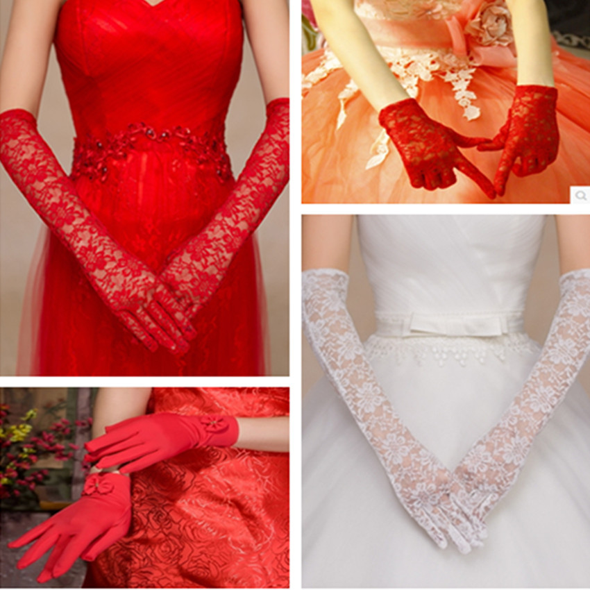 2021 Bridal Wedding Dress Lace Red White Wedding, Wedding Celebration, Wedding Ceremony Short Long Satin Gloves Wholesale