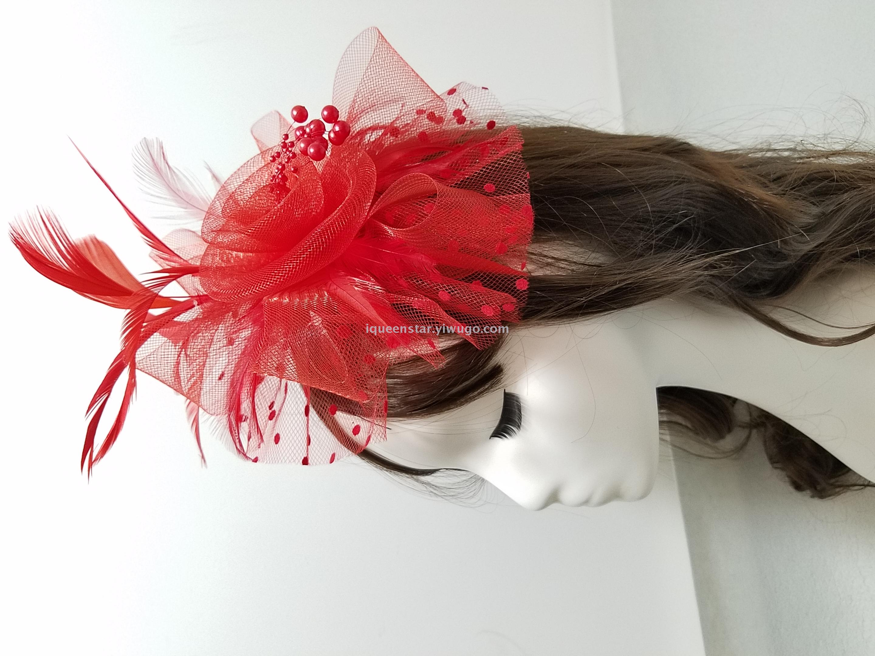 Fasinator Horceracing hat Fashion hat Feather hat Net veil hat Hity Iqueenstar ins hat derbyhats wedding party hat