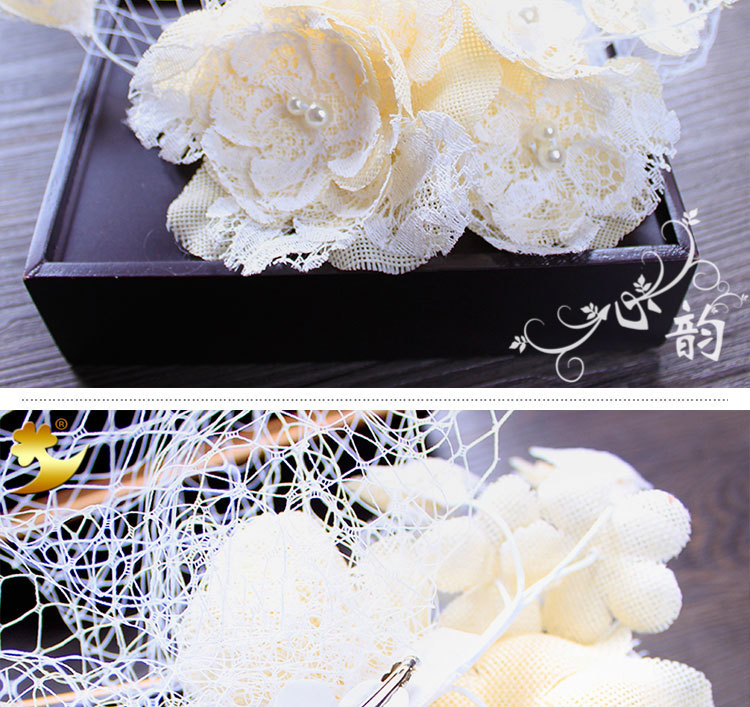 Sen women's flower mesh handmade cotton and linen wedding tiara hat wedding dress with mesh hat photo imitation hemp lace tiara