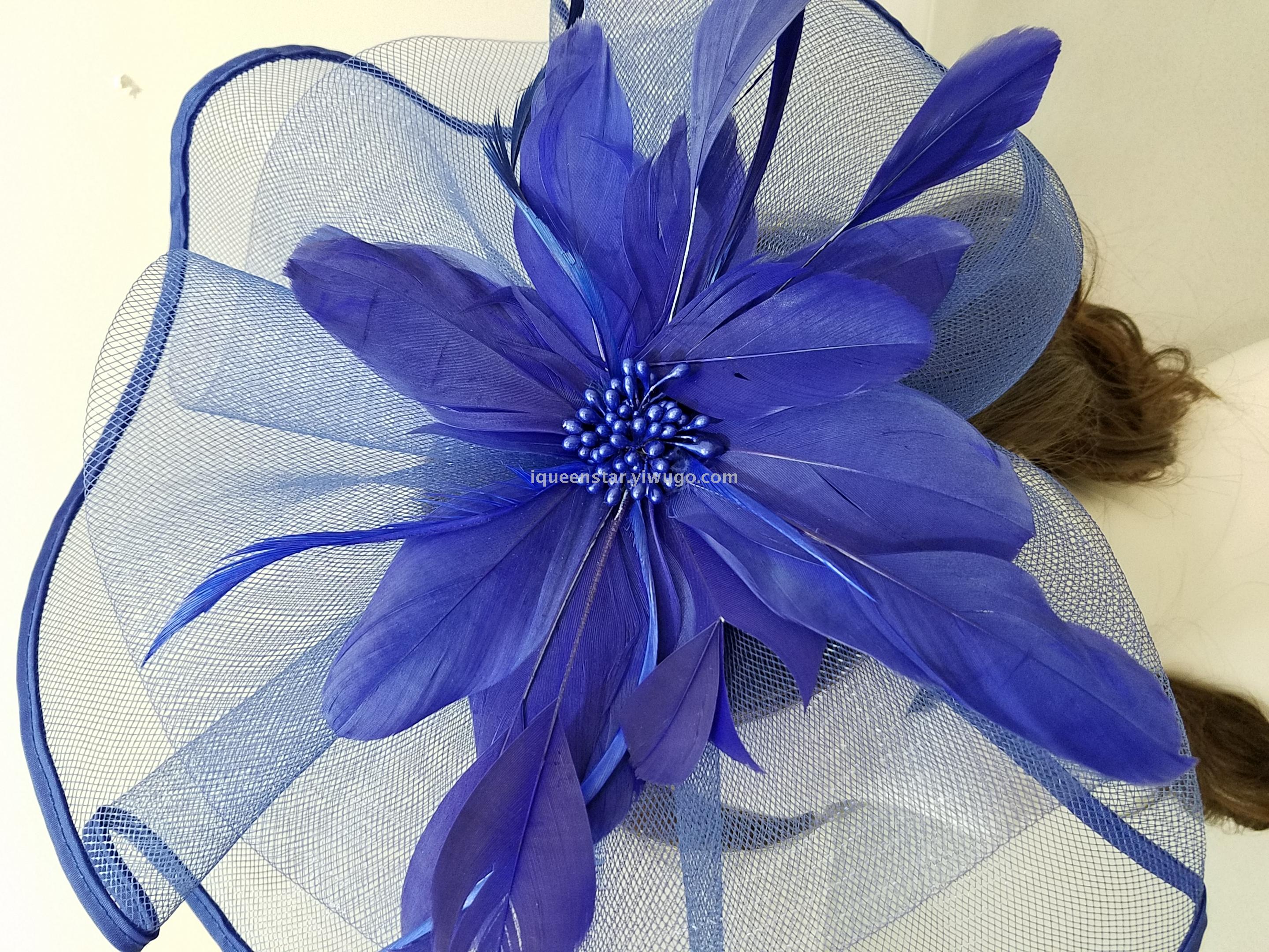 Fasinator Horceracing hat Fashion hat Feather hat Net veil hat Hity Iqueenstar ins hat derbyhats wedding party hat