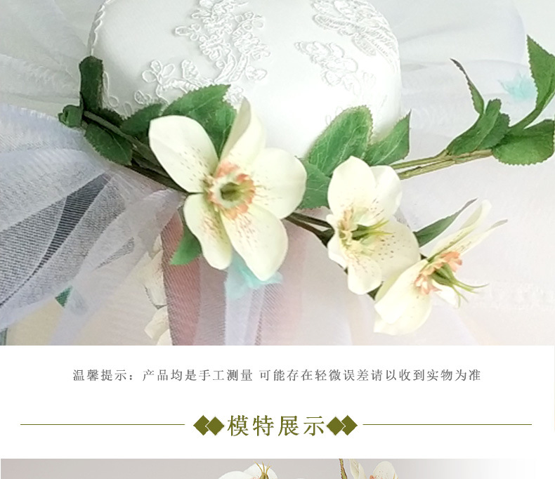 Foreign trade bridal headwear stage performance top hat studio vintage lace hat sen wedding hair accessories wide - brimmed gauze hat