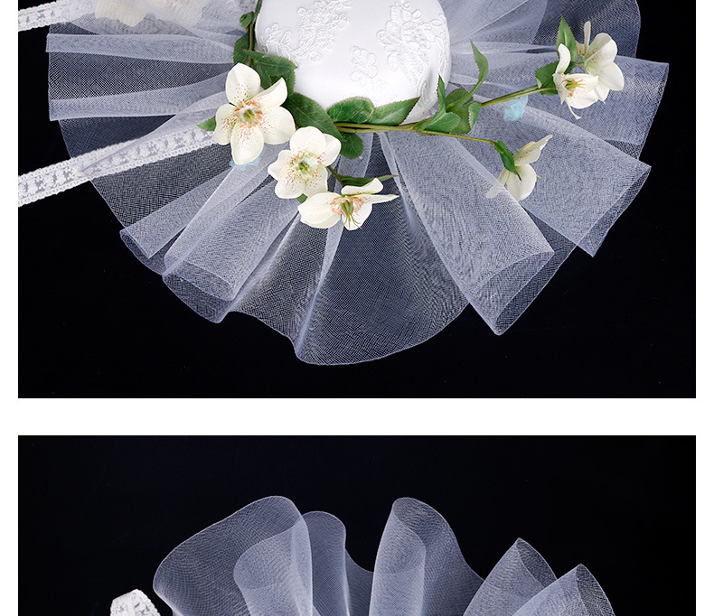Foreign trade bridal headwear stage performance top hat studio vintage lace hat sen wedding hair accessories wide - brimmed gauze hat