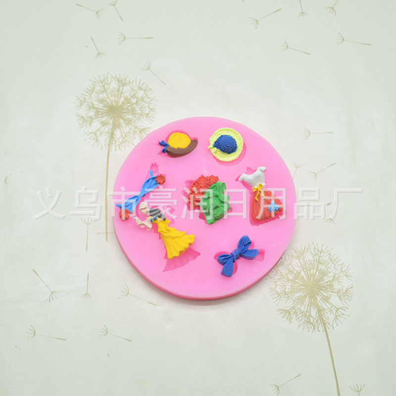 Sugar silicone mold skirt bow tie hat wedding dress cake decoration mold