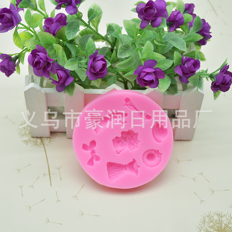 Sugar silicone mold skirt bow tie hat wedding dress cake decoration mold