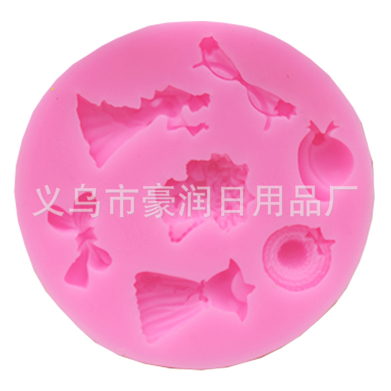 Sugar silicone mold skirt bow tie hat wedding dress cake decoration mold