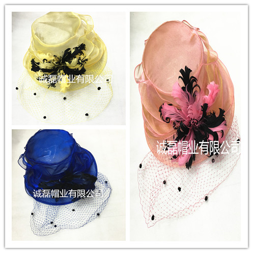 British fashion wedding dress hat feather decorative hat white hat