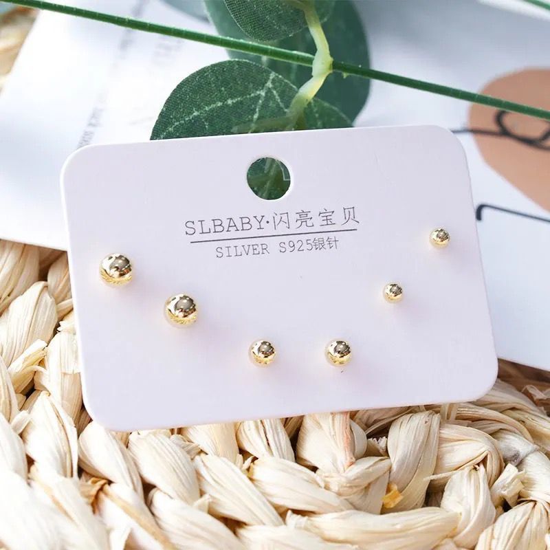 (3 Pairs) 925 Imitation Silver Needle Japanese and Korean Simple Swan Dignified Rhinestone Female Stud Earrings Student Opal Earrings Earrings (3 Pairs) 925 Imitation Silver Needle Japanese and Korean Simple Swan Dignified Rhinestone Female Stud Earrings Student Opal Earrings Earrings