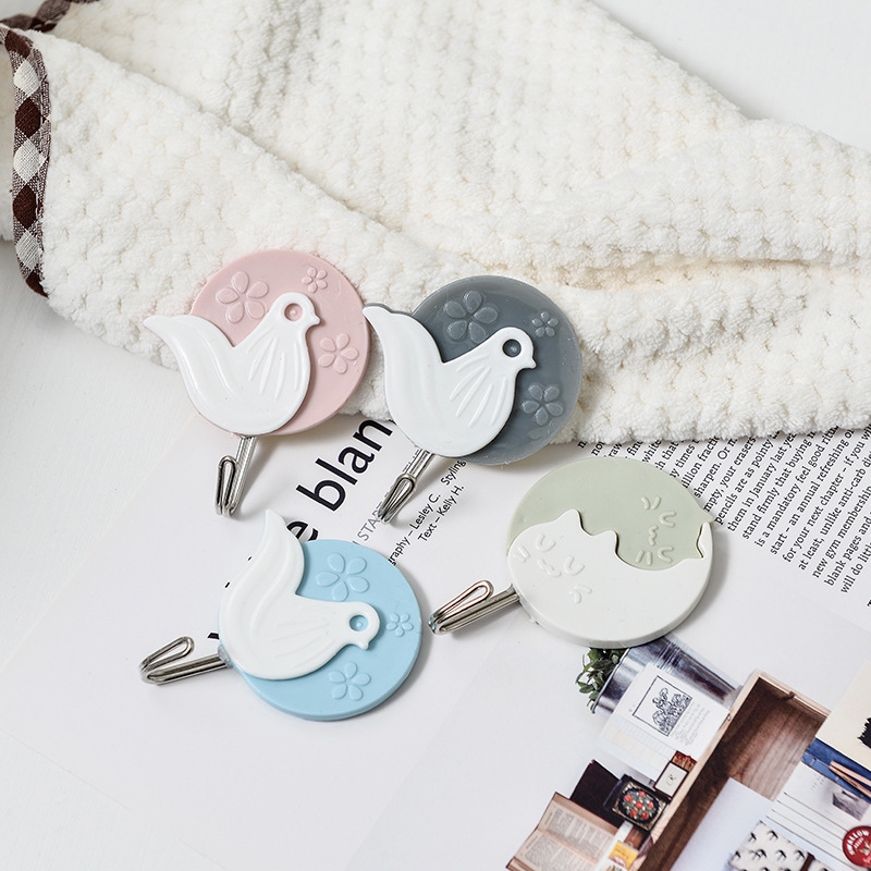 Three Sets of Creative Nordic Style Hooks Cartoon Pattern Swan Pigeon Dolphin Sticky Hook Metal Adhesive Hanging 134