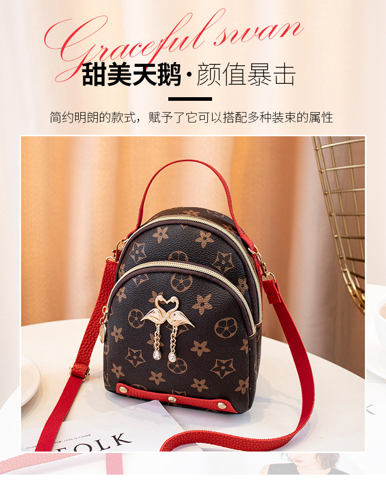 Women's Bag 2020 New Plaid Presbyopic Double Swan Pendant Backpack Fashion Casual Shoulder Bag Small Bag