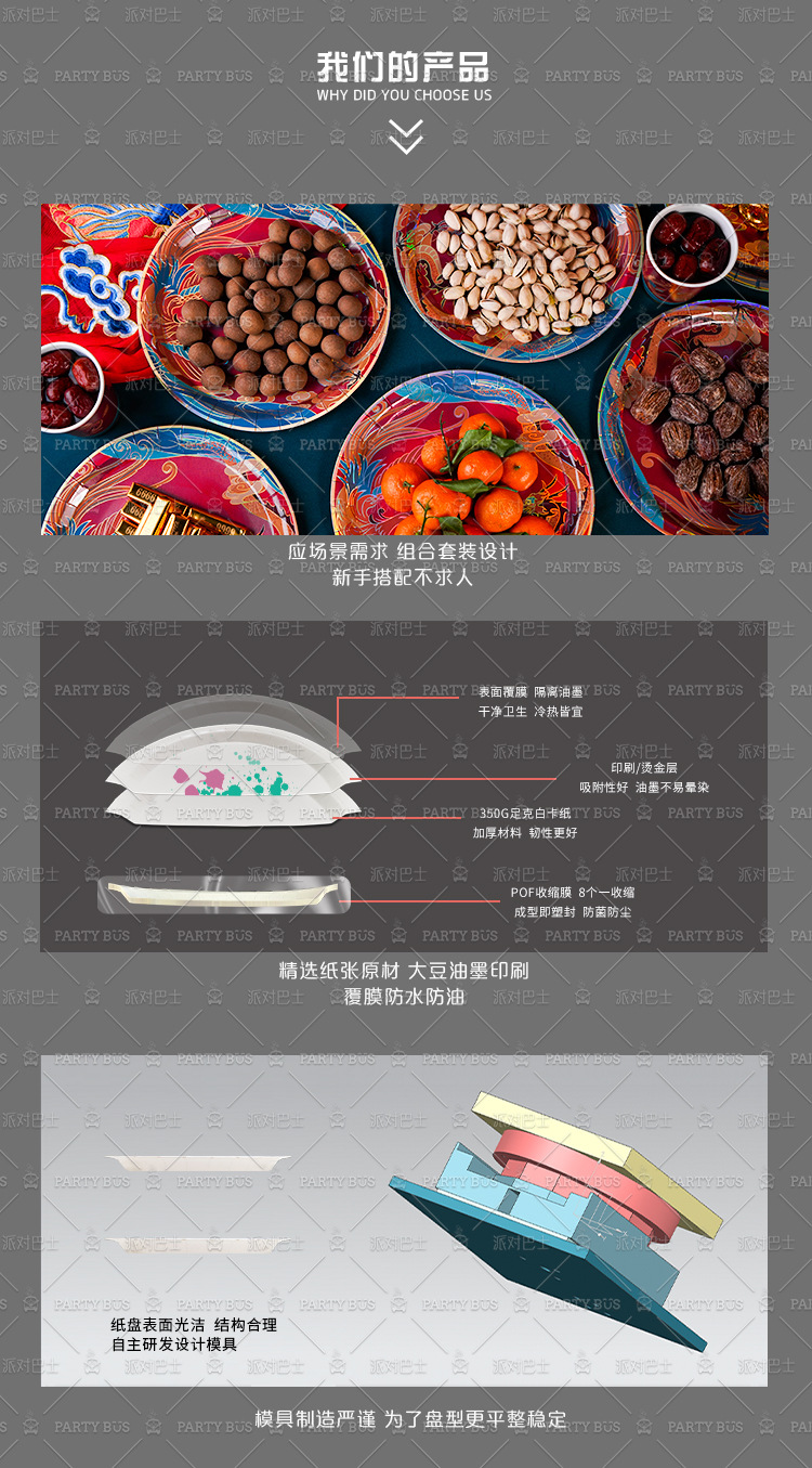 Party Bus Wedding Ceremony Layout Disposable Red Paper Pallet Paper Plate Hi Dragon and Phoenix Paper Cup Wedding, Marriage Paper Pallet Supplies