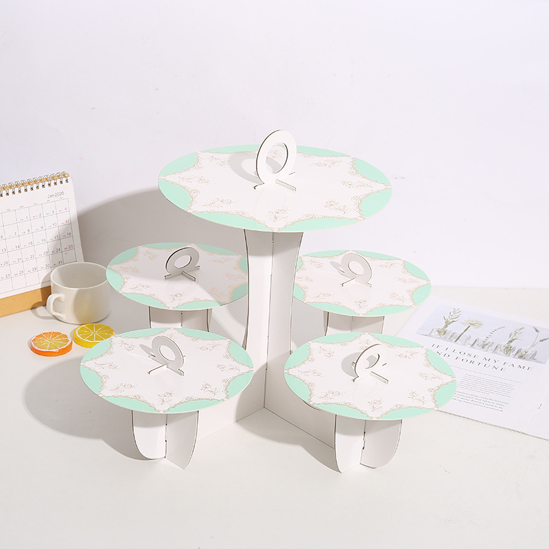Factory Wholesale European Style Five Plate Series Paper Cake Rack European Style Cake Stand Various Patterns and Styles Customization Factory Wholesale European Style Five Plate Series Paper Cake Rack European Style Cake Stand Various Patterns and Styles Customization