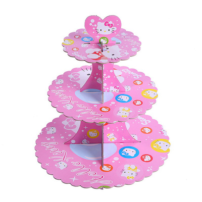 Baby Children 'S Birthday Party Cake Tray Wedding Party Dessert Table Dim Sum Plate Paper Three-Layer Cake Shelf Baby Children 'S Birthday Party Cake Tray Wedding Party Dessert Table Dim Sum Plate Paper Three-Layer Cake Shelf