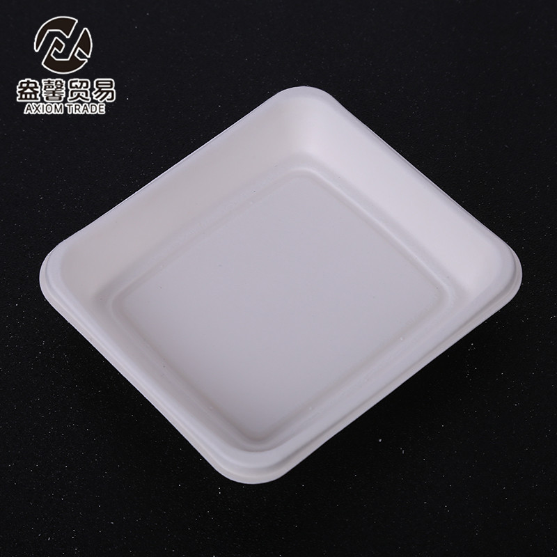 Disposable Paper Pulp Plate Square Plate Fruit Plate Food Tray Bagasse Snack Dish Candy Plate Cake Bread Tray Wholesale