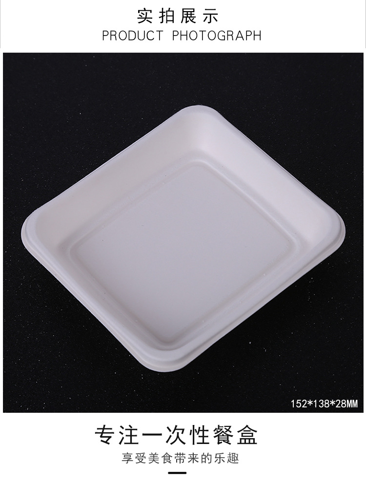 Disposable Paper Pulp Plate Square Plate Fruit Plate Food Tray Bagasse Snack Dish Candy Plate Cake Bread Tray Wholesale