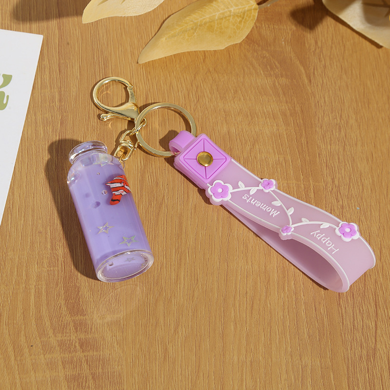 Cartoon Liquid Oil Drift Bottle Keychain Cute Car Key Chain Couple Bags Pendant Small Gift Wholesale Cartoon Liquid Oil Drift Bottle Keychain Cute Car Key Chain Couple Bags Pendant Small Gift Wholesale