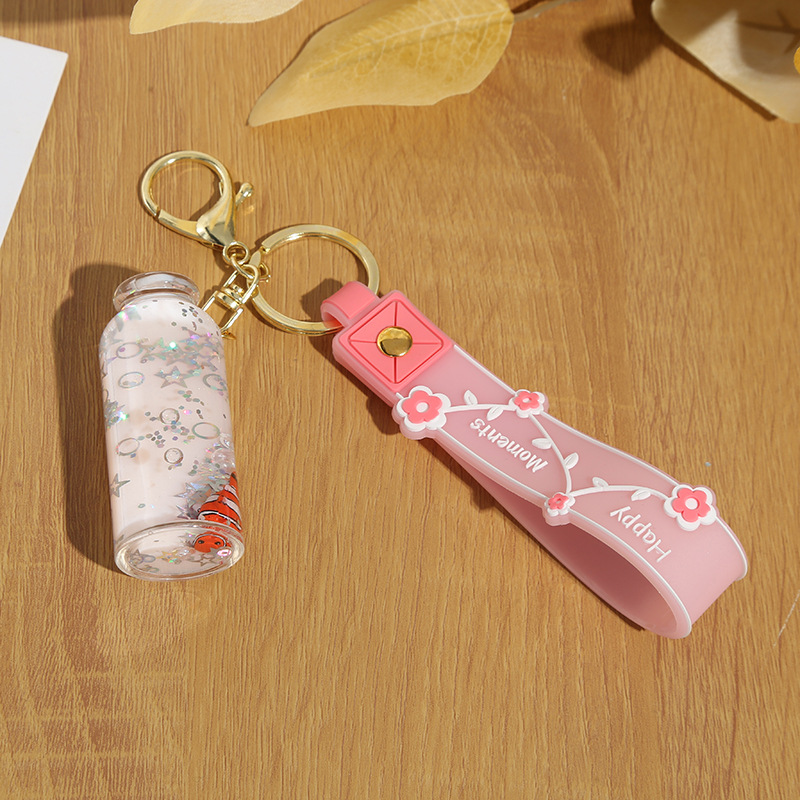 Cartoon Liquid Oil Drift Bottle Keychain Cute Car Key Chain Couple Bags Pendant Small Gift Wholesale Cartoon Liquid Oil Drift Bottle Keychain Cute Car Key Chain Couple Bags Pendant Small Gift Wholesale