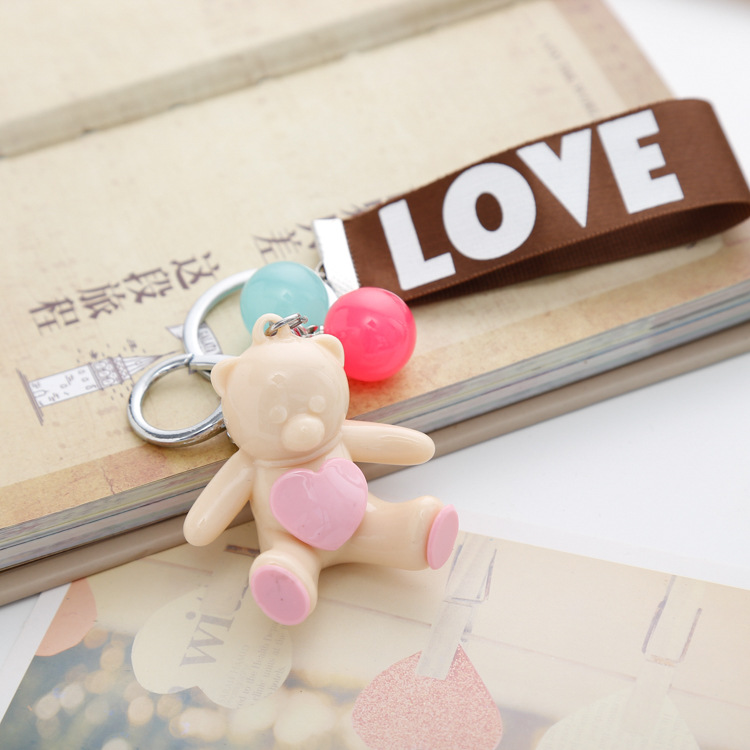 New Bags Pendant Keychain Key Ring Circle Key Chain Creative Gift Korean Candy Sitting Bear Strap New Bags Pendant Keychain Key Ring Circle Key Chain Creative Gift Korean Candy Sitting Bear Strap