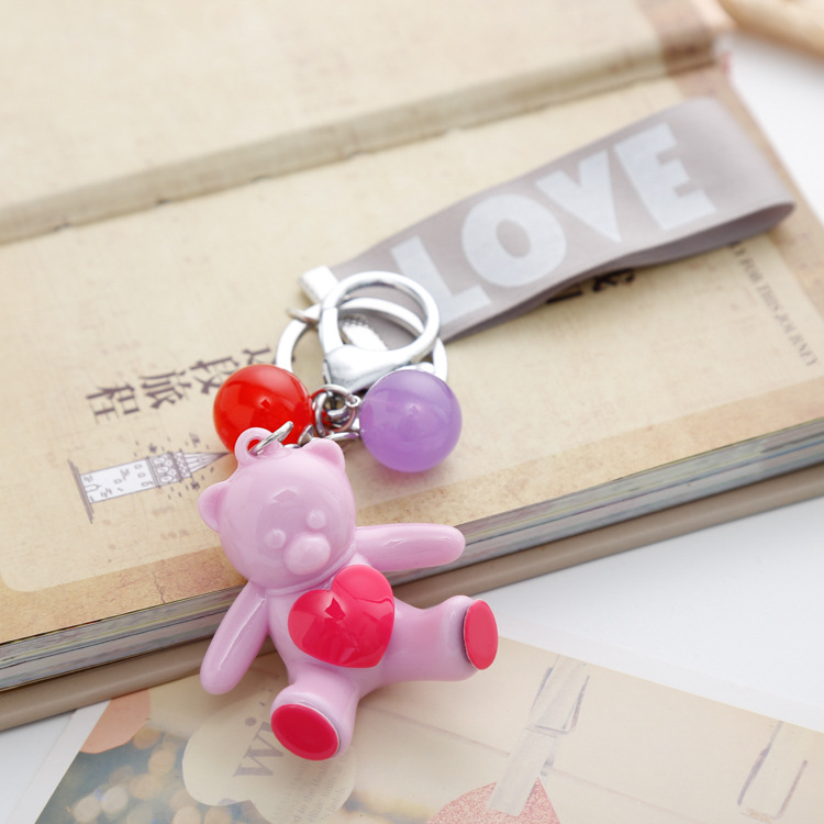 New Bags Pendant Keychain Key Ring Circle Key Chain Creative Gift Korean Candy Sitting Bear Strap New Bags Pendant Keychain Key Ring Circle Key Chain Creative Gift Korean Candy Sitting Bear Strap