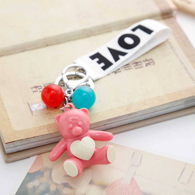 New Bags Pendant Keychain Key Ring Circle Key Chain Creative Gift Korean Candy Sitting Bear Strap New Bags Pendant Keychain Key Ring Circle Key Chain Creative Gift Korean Candy Sitting Bear Strap