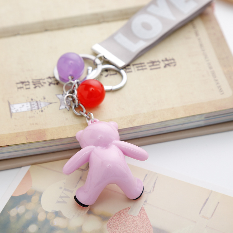 New Bags Pendant Keychain Key Ring Circle Key Chain Creative Gift Korean Candy Sitting Bear Strap New Bags Pendant Keychain Key Ring Circle Key Chain Creative Gift Korean Candy Sitting Bear Strap