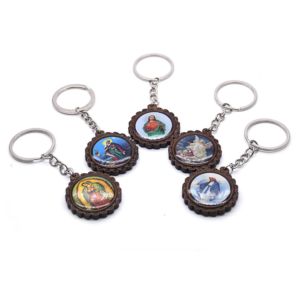 (Random Images) Wooden Icon Stickers Religious Keychain Pendants Tourist Souvenirs Gifts (Random Images) Wooden Icon Stickers Religious Keychain Pendants Tourist Souvenirs Gifts