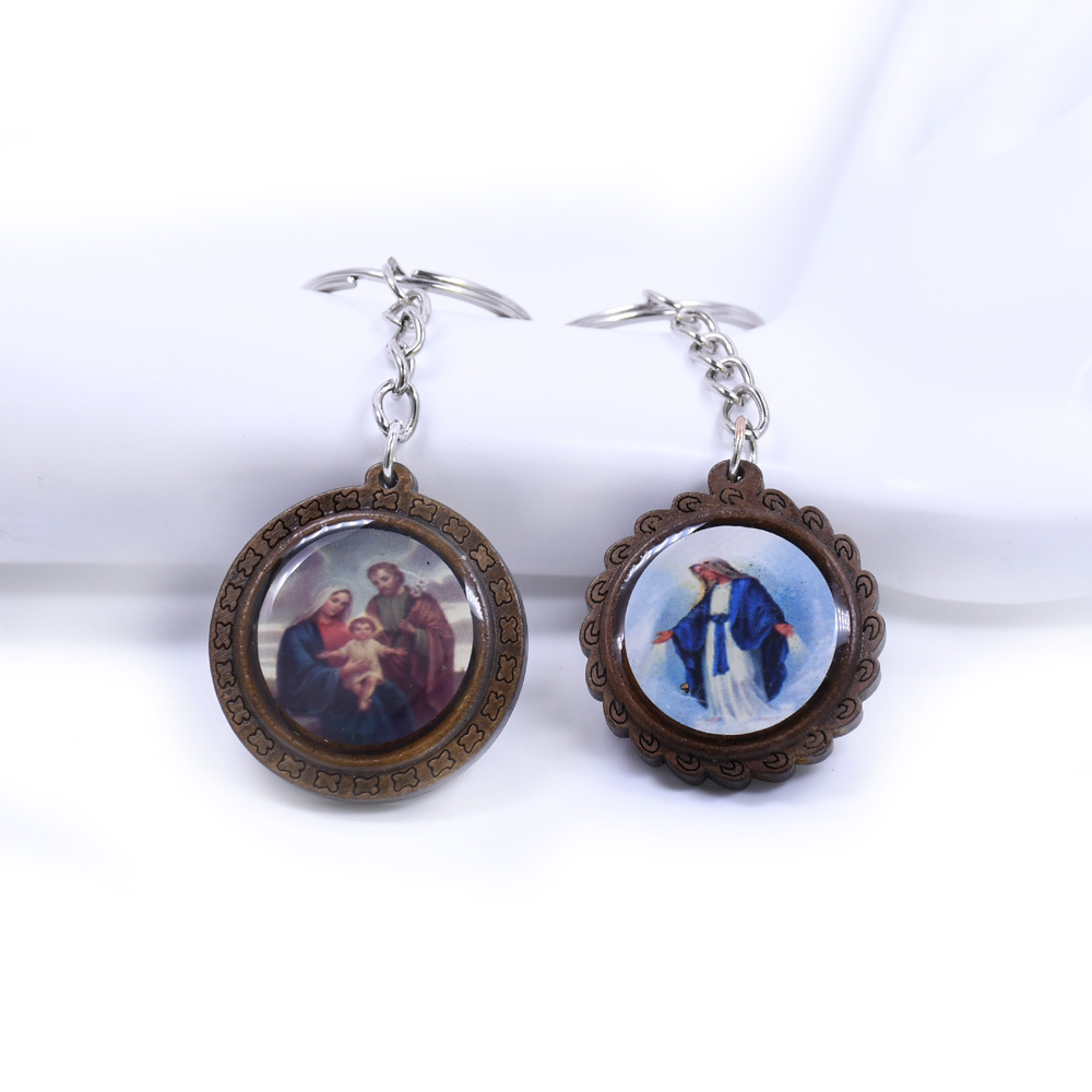 (Random Images) Wooden Icon Stickers Religious Keychain Pendants Tourist Souvenirs Gifts (Random Images) Wooden Icon Stickers Religious Keychain Pendants Tourist Souvenirs Gifts