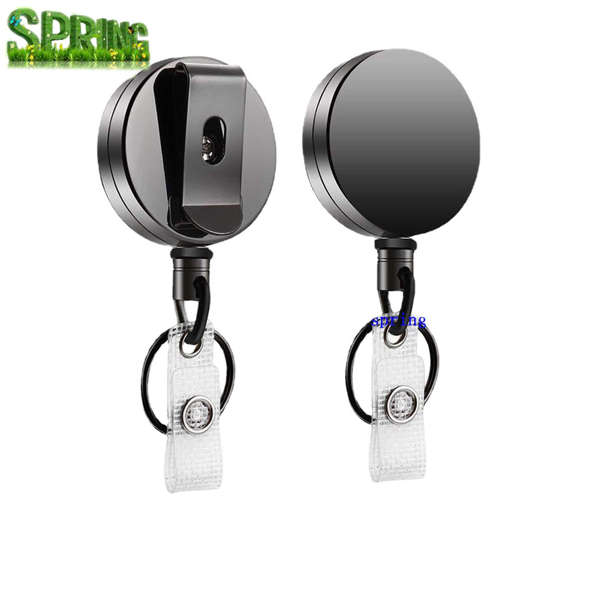 Hot Selling Amazon Alloy 4cm Gun Black Gray Strong Telescopic Can Buckle Pull Peels Keychain