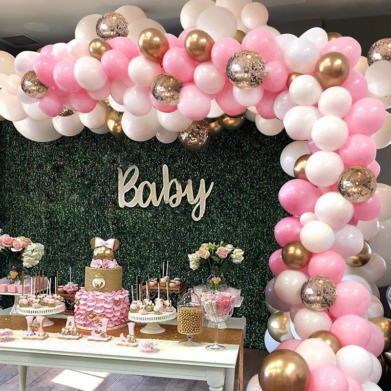 Macaron Balloon Chain Set Pink Ins Style Rubber Balloons Combination Set Birthday Wedding Room Party Decoration