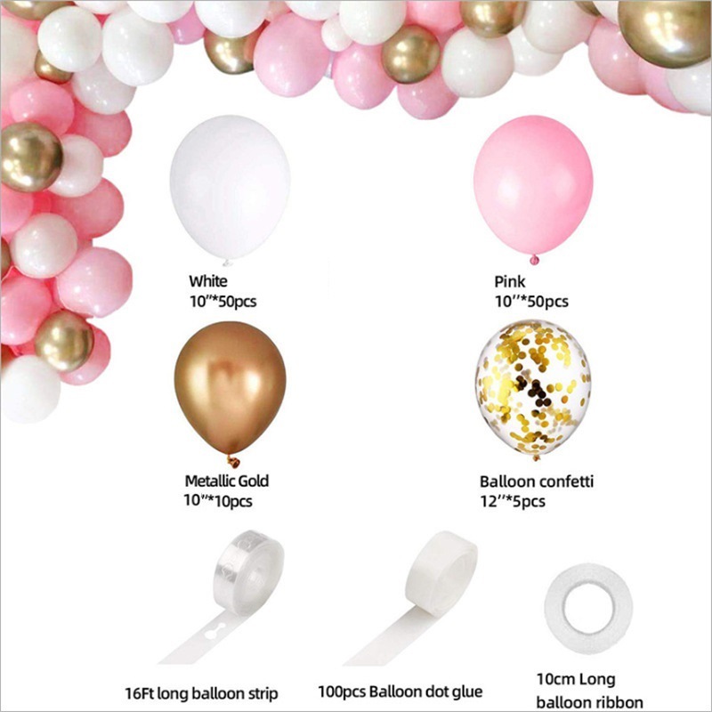 Macaron Balloon Chain Set Pink Ins Style Rubber Balloons Combination Set Birthday Wedding Room Party Decoration