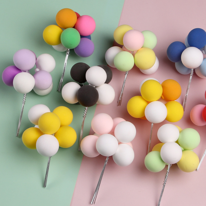 Baking Cake Topper Colorful Balloon Pattern Plug-in Light Sticky Brickearth Confession Balloon Birthday Party Dessert Dress up Inserts