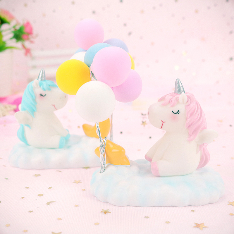 INS Style Girl Heart Unicorn Balloon Car Car Cake Baking Decorative Ornaments Resin Crafts Home