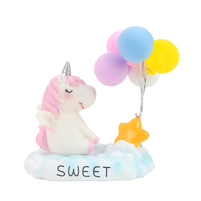 INS Style Girl Heart Unicorn Balloon Car Car Cake Baking Decorative Ornaments Resin Crafts Home