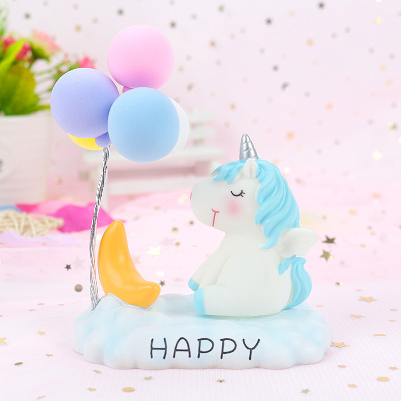 INS Style Girl Heart Unicorn Balloon Car Car Cake Baking Decorative Ornaments Resin Crafts Home