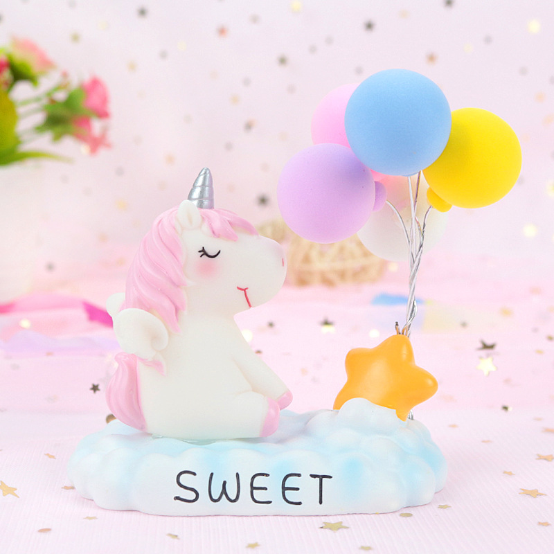 INS Style Girl Heart Unicorn Balloon Car Car Cake Baking Decorative Ornaments Resin Crafts Home