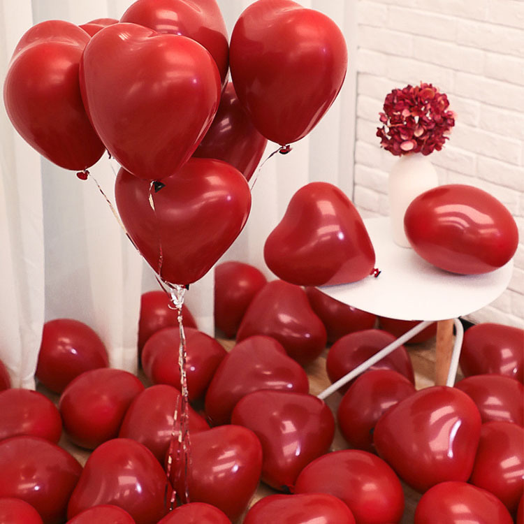 Wholesale Single-Layer Heart-Shaped Pomegranate Red Balloon Ruby Red Internet Celebrity Birthday Party Decoration Wedding Room Decoration Wedding