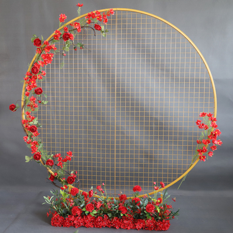 Wedding New Iron round Grid Ring Wedding Stage Background Screen Layout Birthday Party Balloon Arch