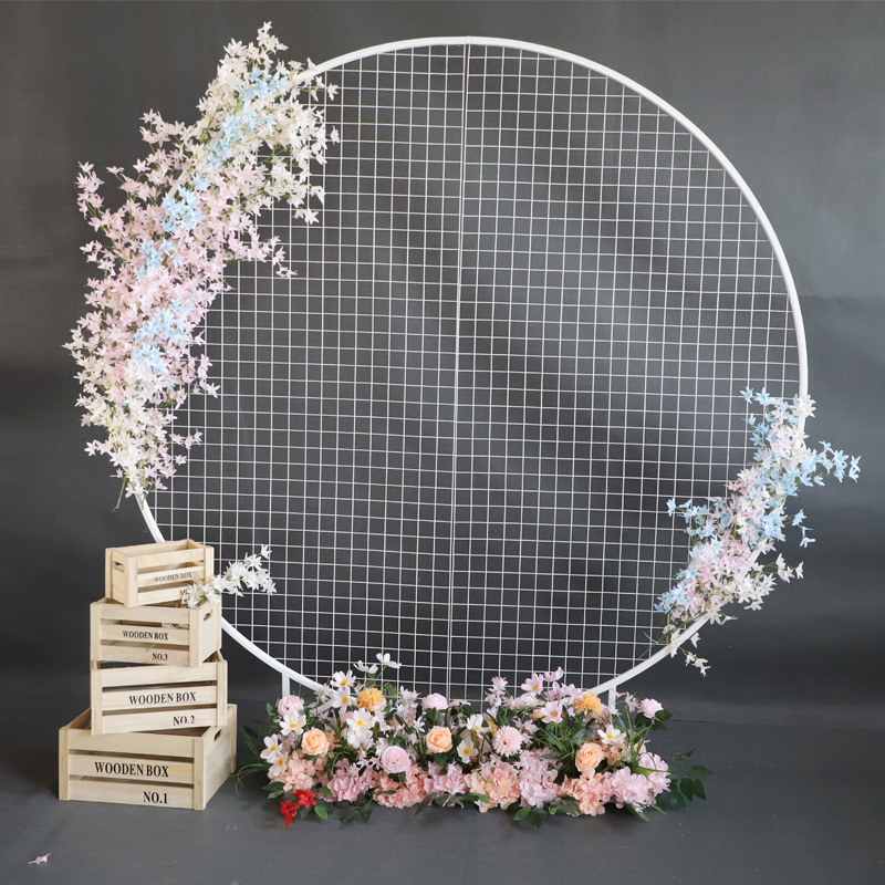 Wedding New Iron round Grid Ring Wedding Stage Background Screen Layout Birthday Party Balloon Arch