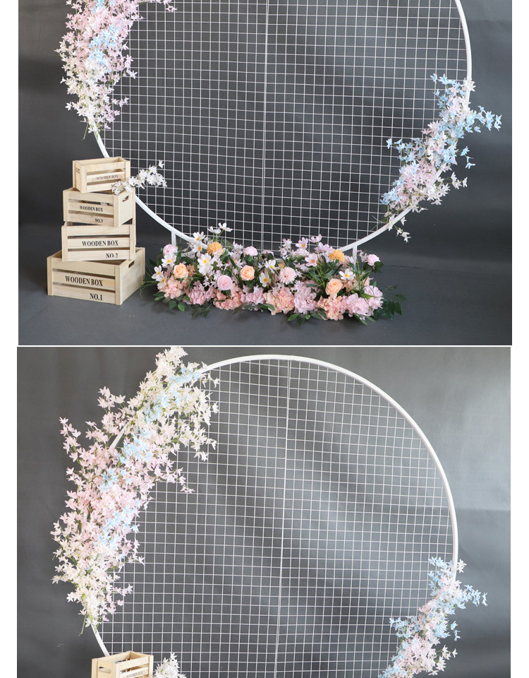 Wedding New Iron round Grid Ring Wedding Stage Background Screen Layout Birthday Party Balloon Arch