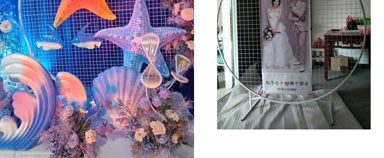 Wedding New Iron round Grid Ring Wedding Stage Background Screen Layout Birthday Party Balloon Arch